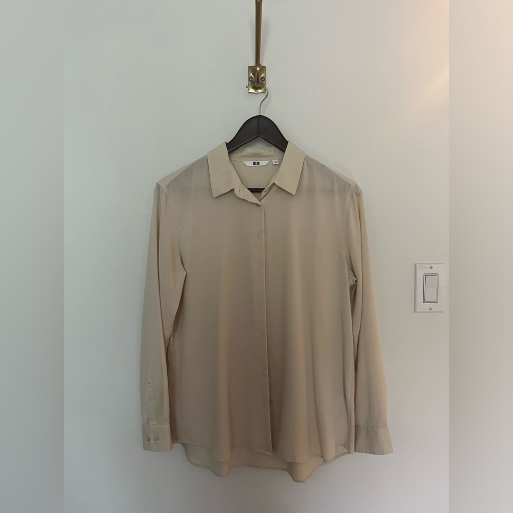 Cream long sleeve shirt
